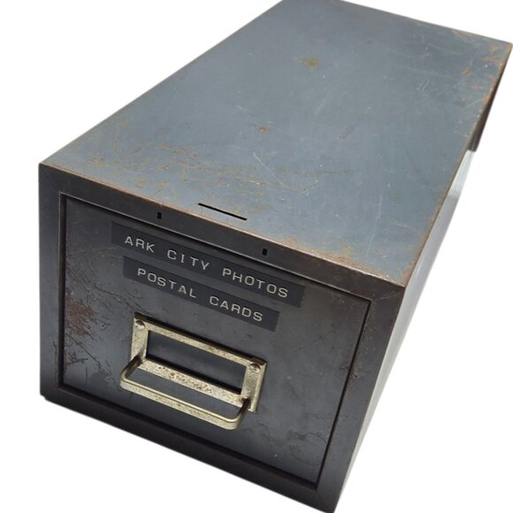 Vintage Metal Industrial Card File Drawer Postcard Photo Storage Steelmaster - Picture 4 of 16